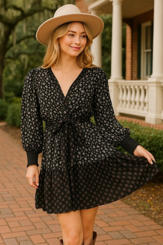 blue dress for baby girl Boho Wrap Dress [Black] Small