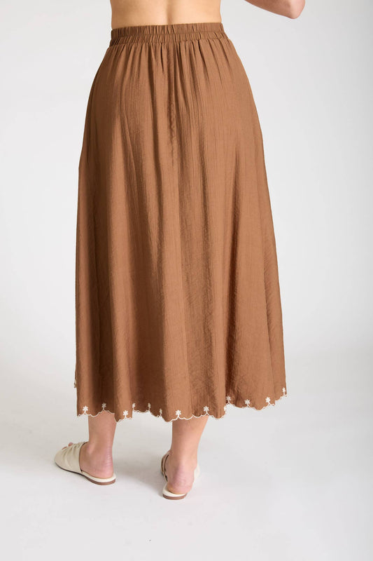 Birdsong Embroidered Midi Skirt