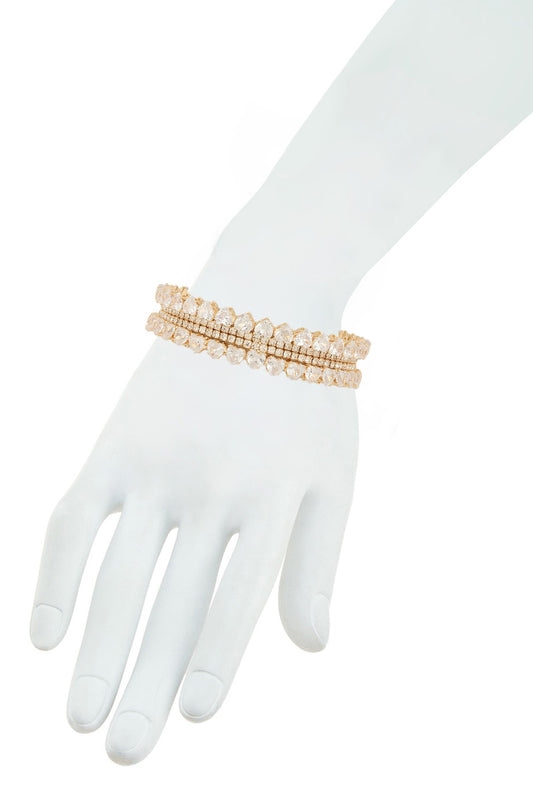 Double Rhinestone Embellished Cuff Bracelet