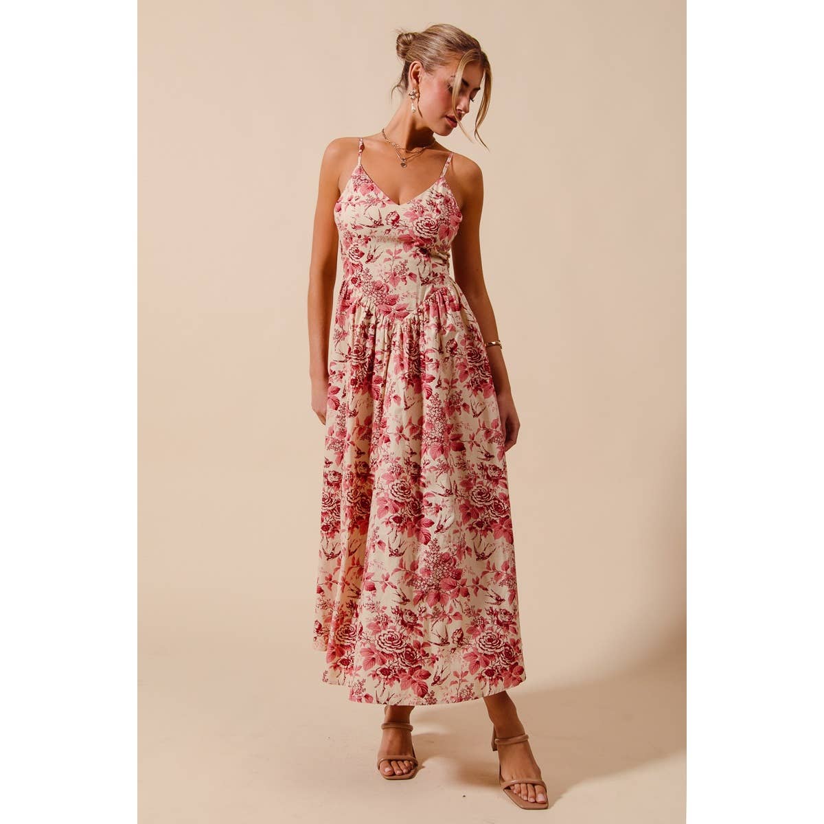 Rosé Garden Midi Dress
