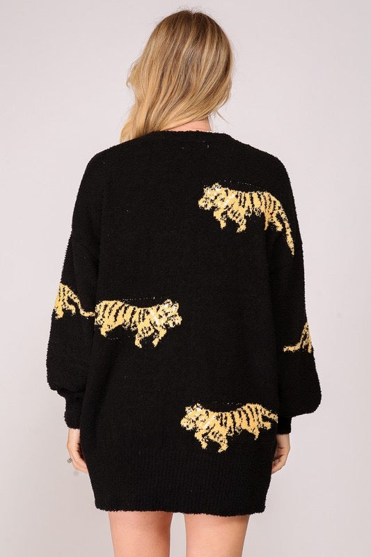Tiger Cozy Cardigan [black]