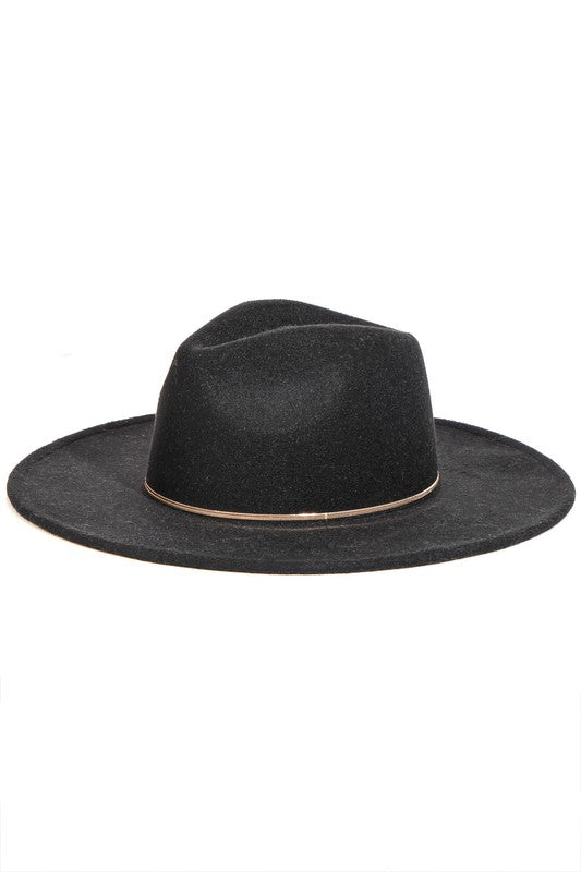 Wide Brim Herringbone Chain Hat [black]
