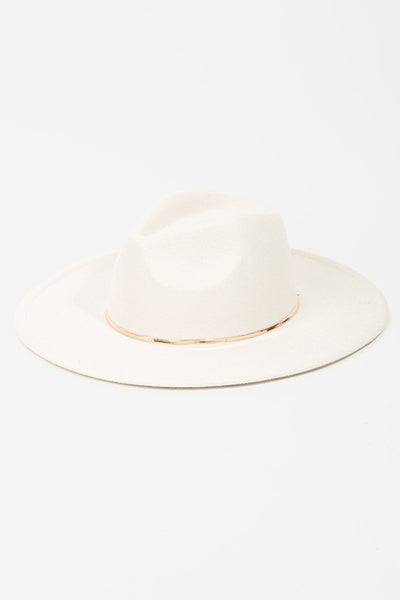 Wide Brim Herringbone Chain Hat [ivory]