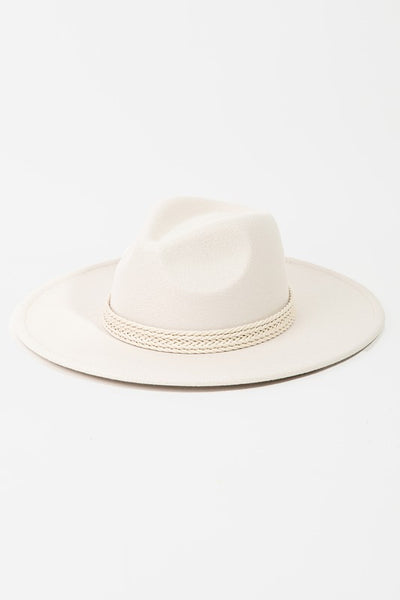 Wide Brim Braided Band Hat [ivory]