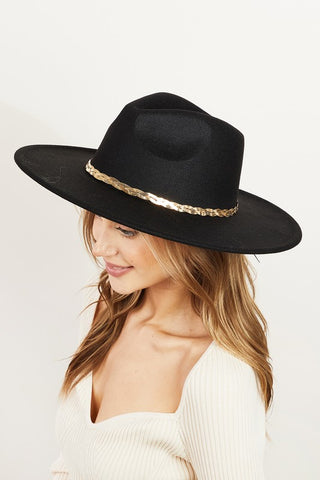 Wide Brim Braided Snake Chain Hat [black]