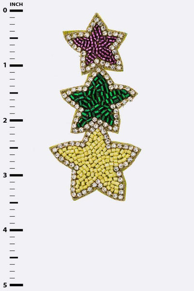 Mardi Gras Color Star Earrings