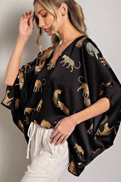 Leaping Leopards Top [black]