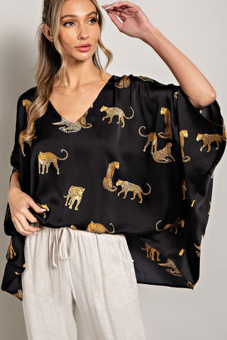 Leaping Leopards Top [black]