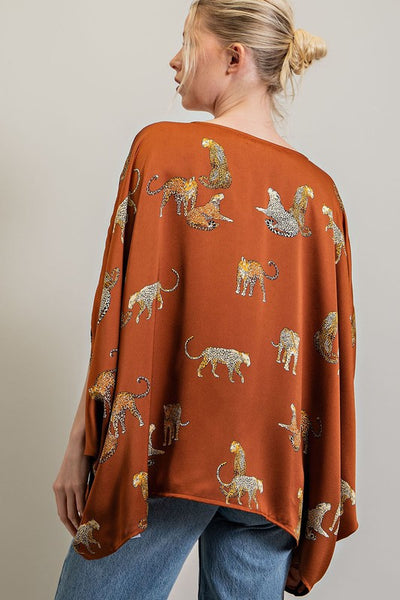 Leaping Leopards Top [brown]
