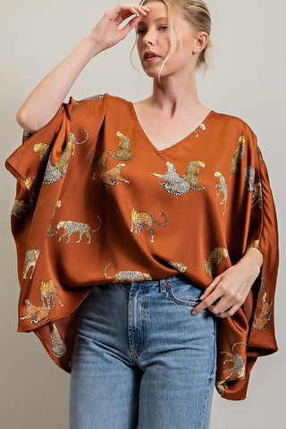 Leaping Leopards Top [brown]
