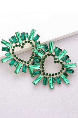 Heart Evening Earrings [emerald]