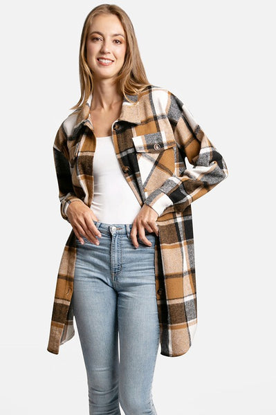 Plaid Long Shacket [cream]