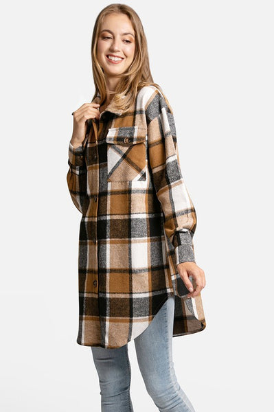 Plaid Long Shacket [cream]