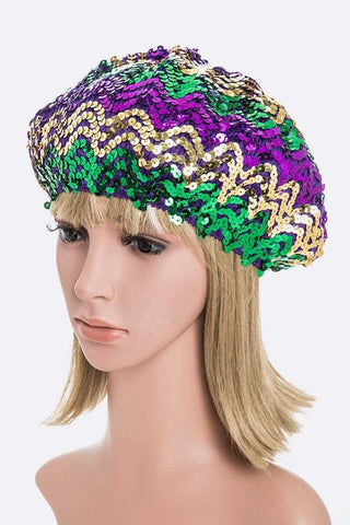 Mardi Gras Sequin Statemnt Stretchy Baret