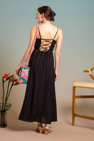 Braided Back Tie Maxi Dress [black]