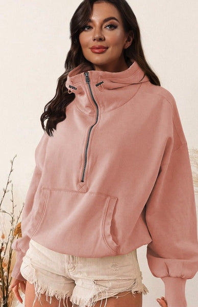 Half Zip Pullover Sweater [beige, blue, green, pink, light pink and black]