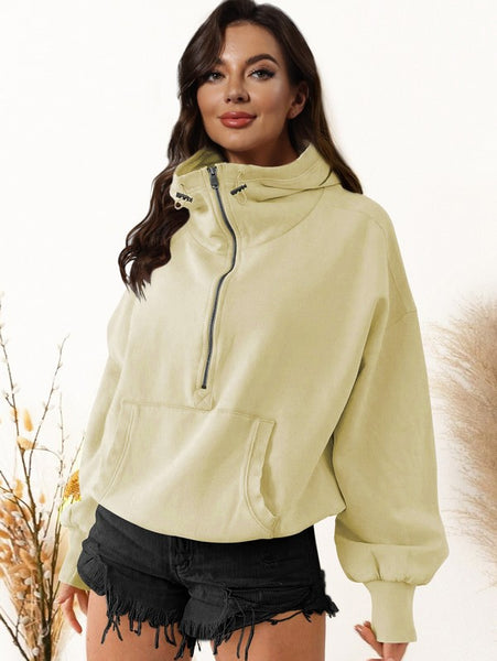 Half Zip Pullover Sweater [beige, blue, green, pink, light pink and black]