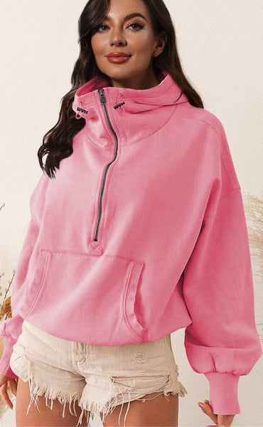 Half Zip Pullover Sweater [beige, blue, green, pink, light pink and black]