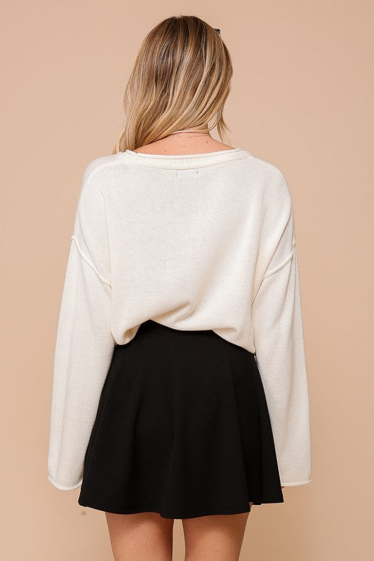 Mimosas Please Sweater [ivory/black]