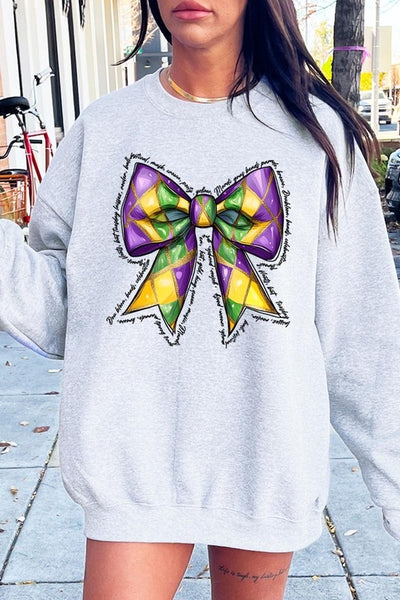 Mardi Gras Coquette Bow Graphic Sweatshirt