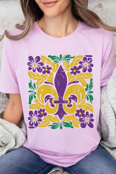 Boho Fleur De Lis Mardi Gras Graphic Tee