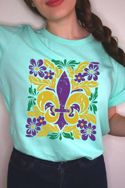 Boho Fleur De Lis Mardi Gras Graphic Tee