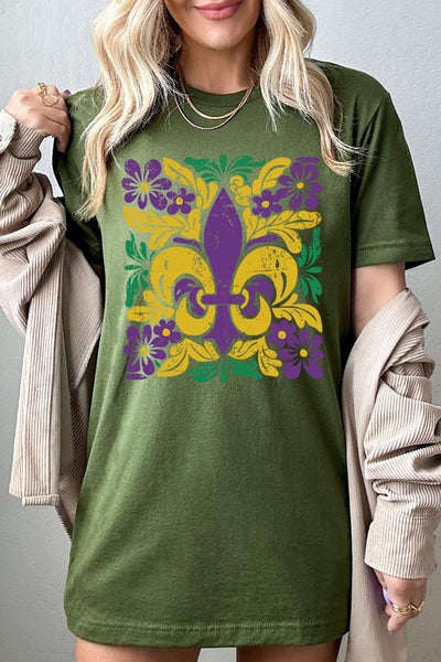 Boho Fleur De Lis Mardi Gras Graphic Tee