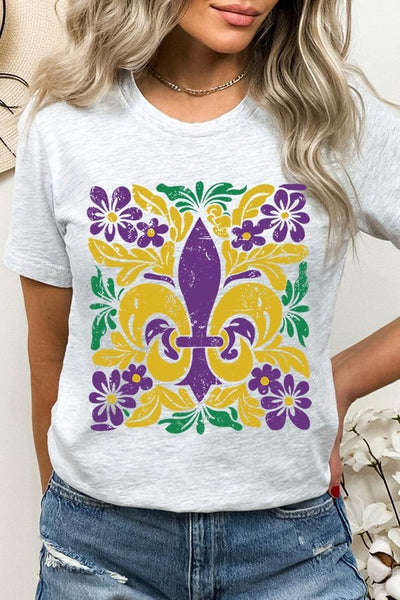 Boho Fleur De Lis Mardi Gras Graphic Tee