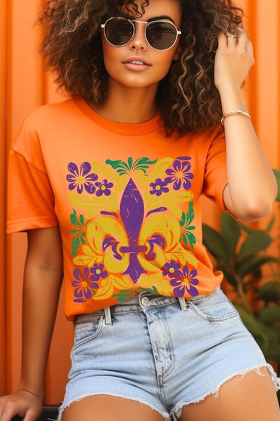 Boho Fleur De Lis Mardi Gras Graphic Tee