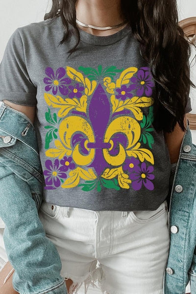 Boho Fleur De Lis Mardi Gras Graphic Tee