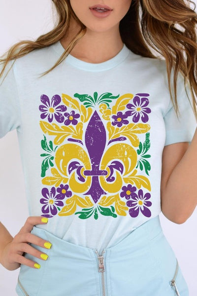 Boho Fleur De Lis Mardi Gras Graphic Tee