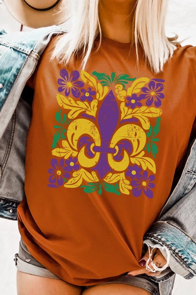 Boho Fleur De Lis Mardi Gras Graphic Tee