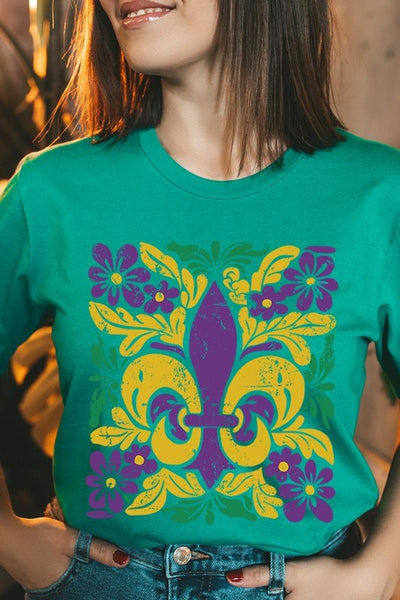 Boho Fleur De Lis Mardi Gras Graphic Tee