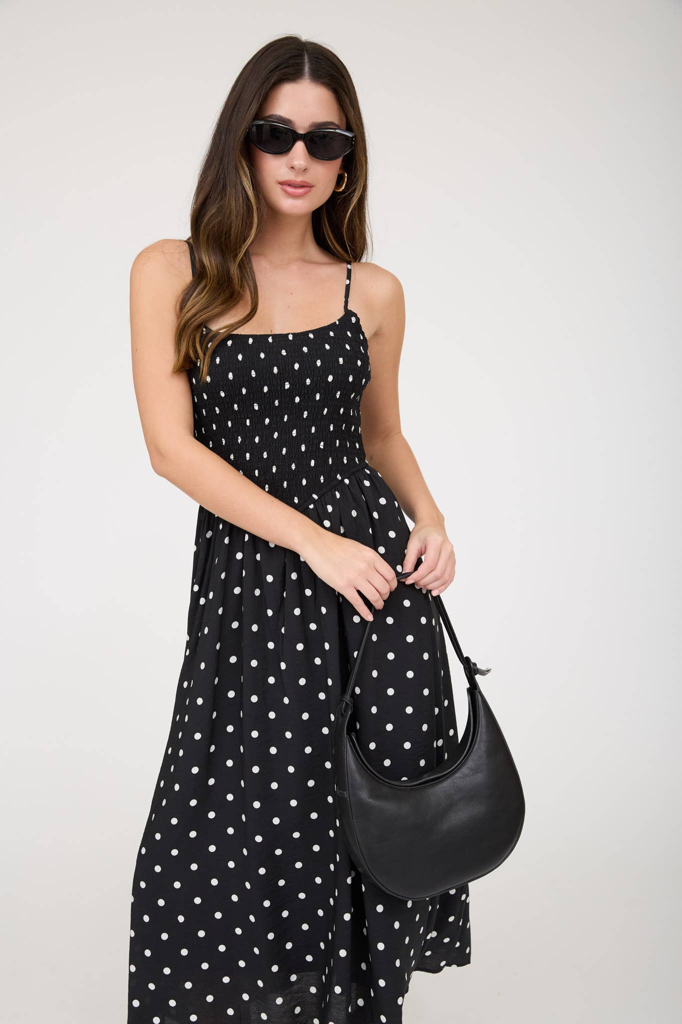 Midnight in Paris Polka Dot Midi Dress
