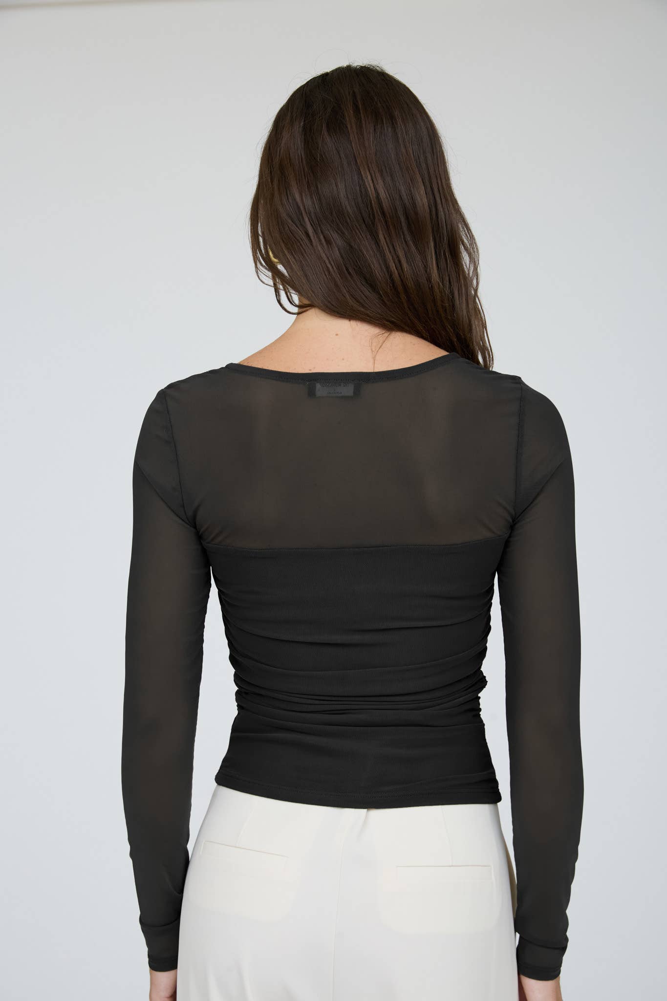 After Hours Ruched Mesh Top [bordeaux]