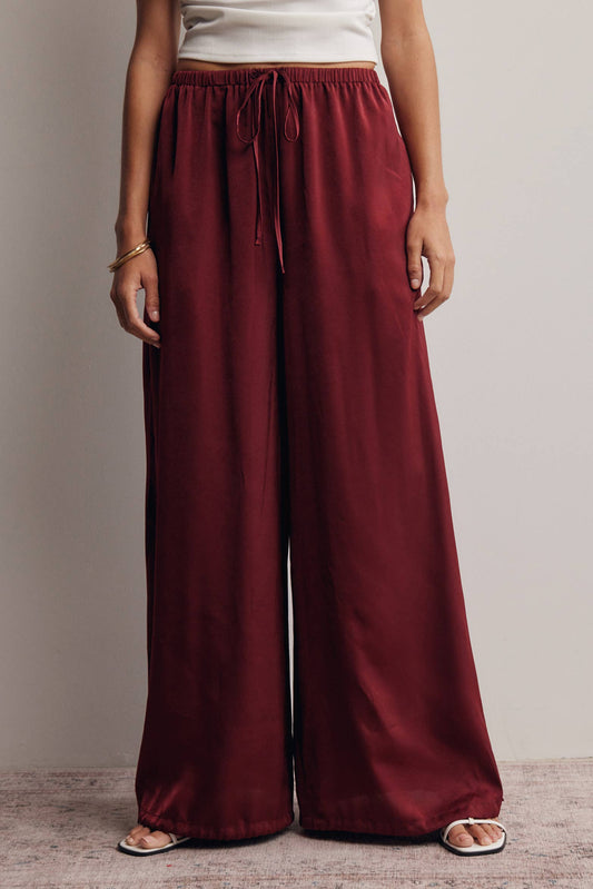 Bordeaux convertible wide-leg pants