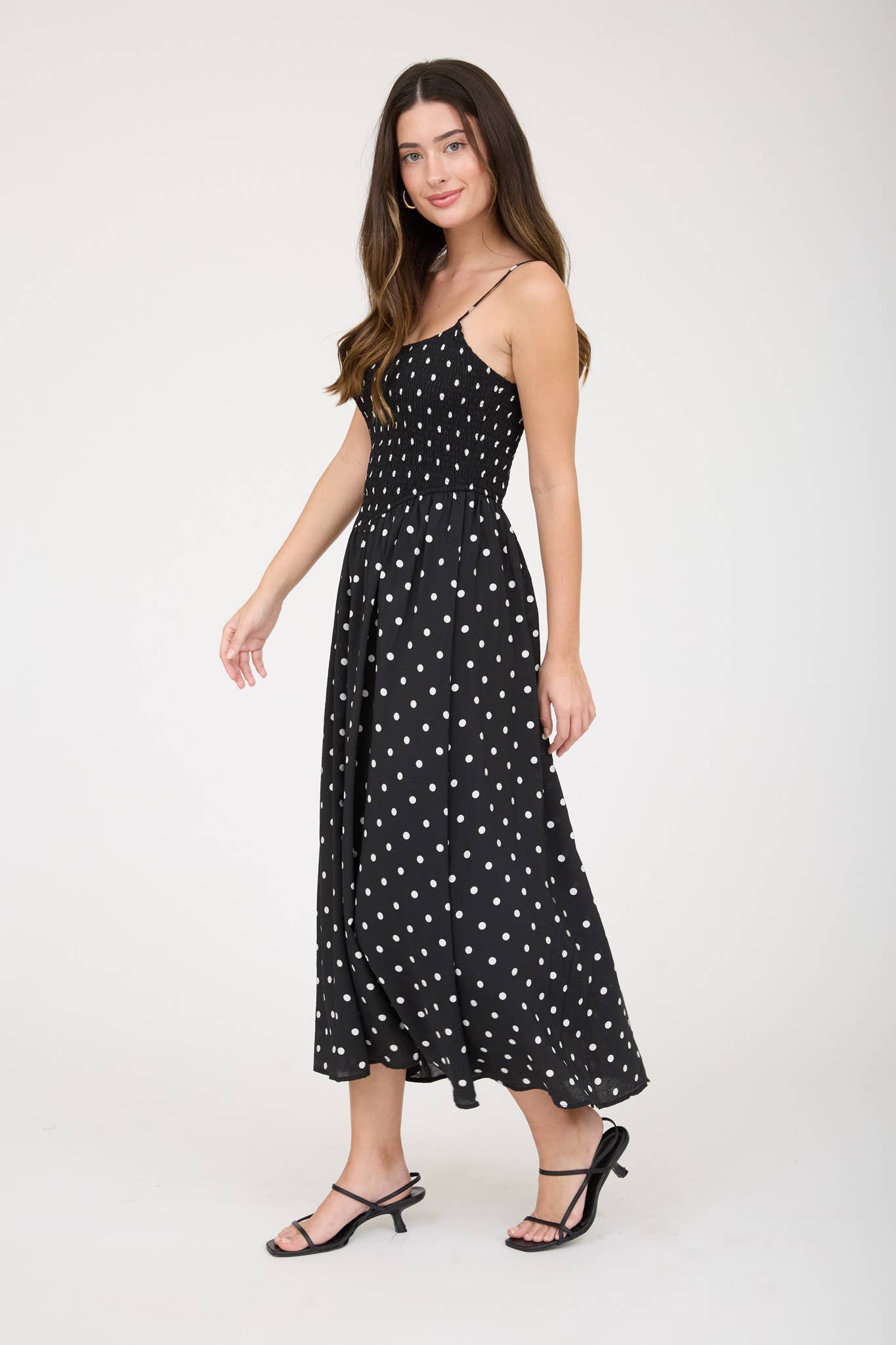 Midnight in Paris Polka Dot Midi Dress