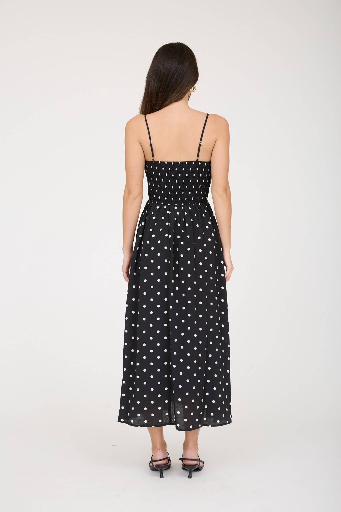 Midnight in Paris Polka Dot Midi Dress