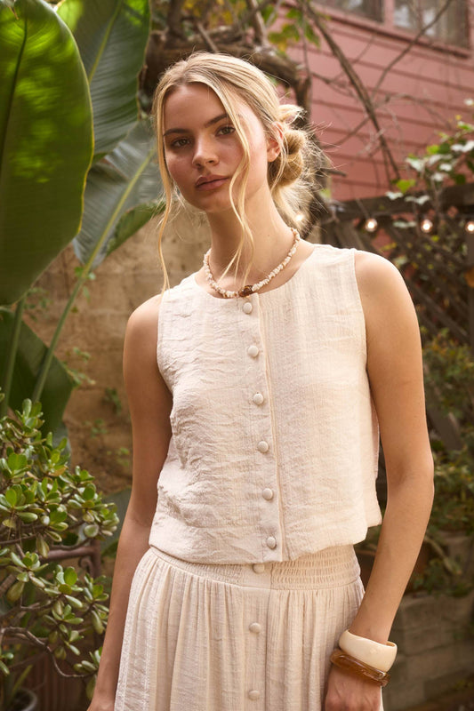 Textured Button Down Tank