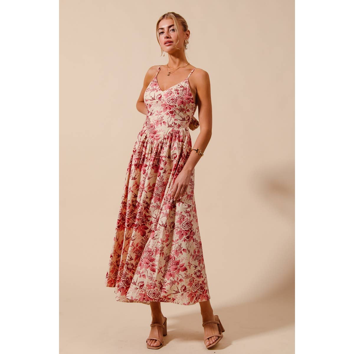 Rosé Garden Midi Dress