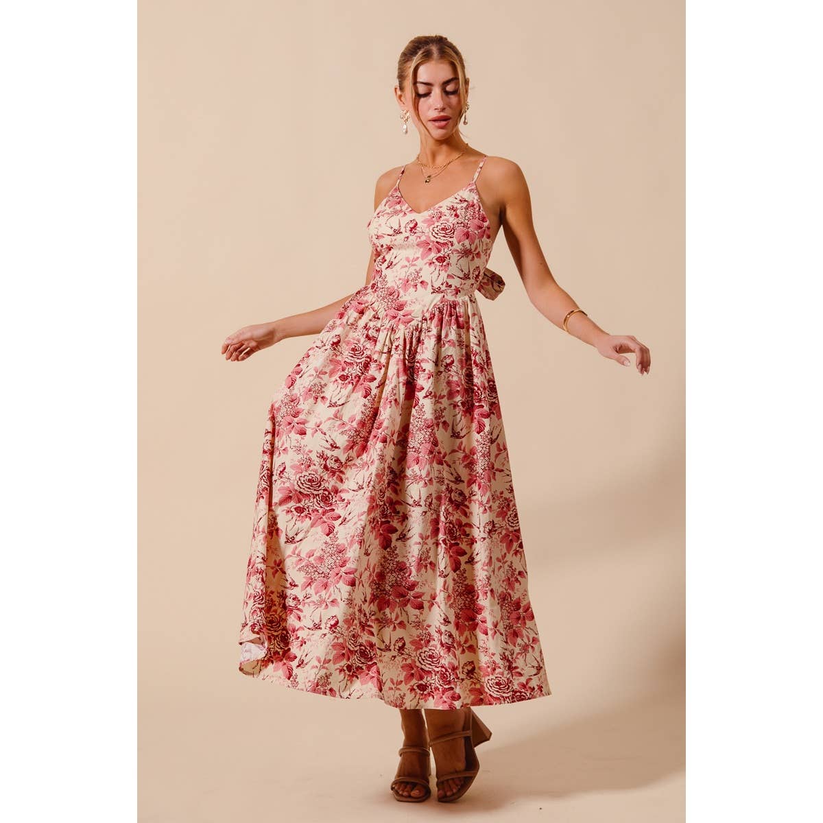 Rosé Garden Midi Dress