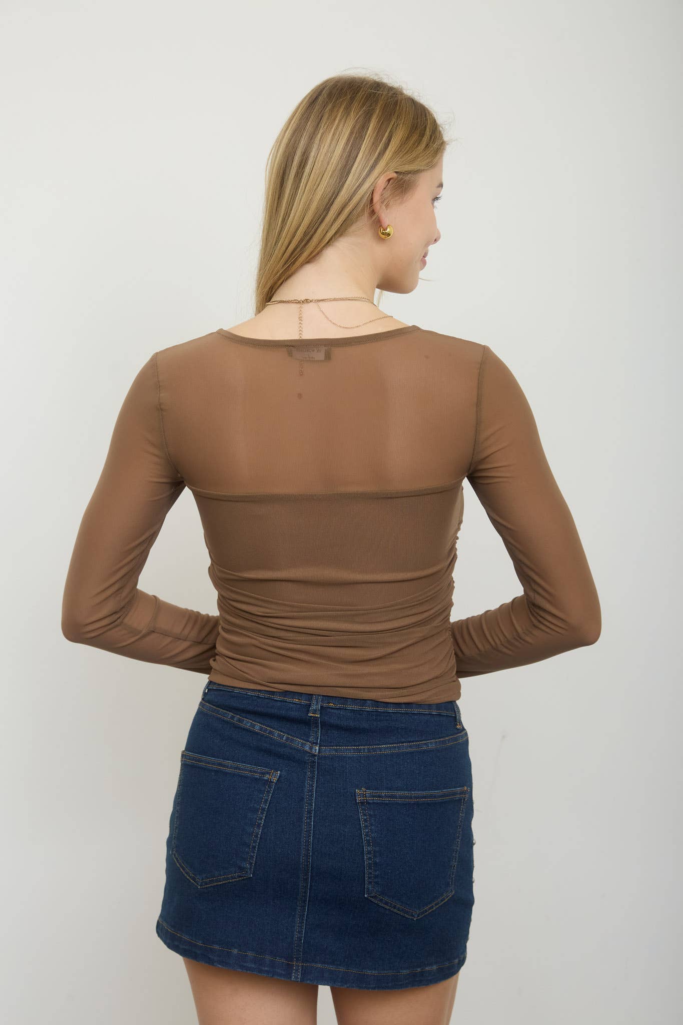 After Hours Ruched Mesh Top [bordeaux]