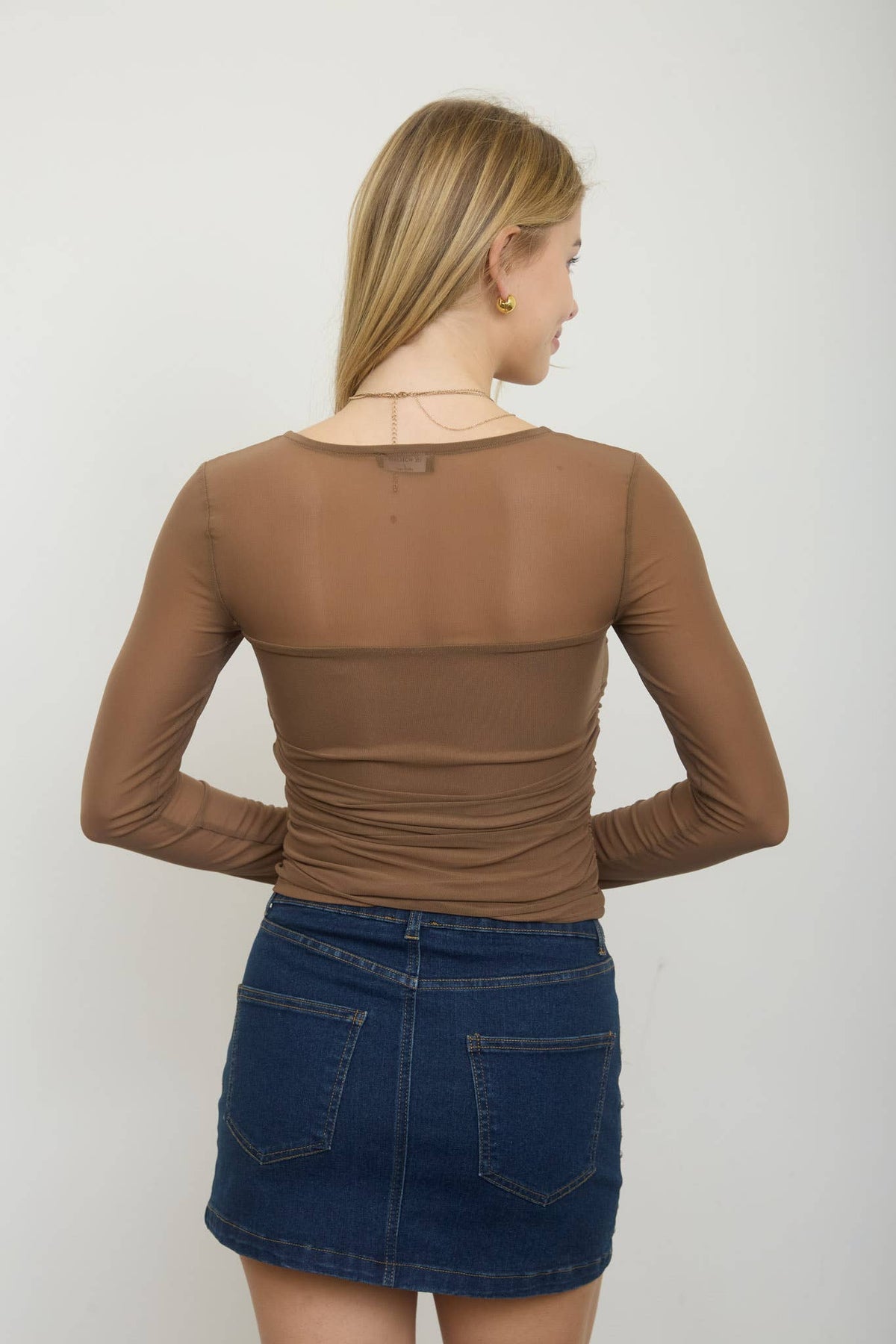 After Hours Ruched Mesh Top [olive]
