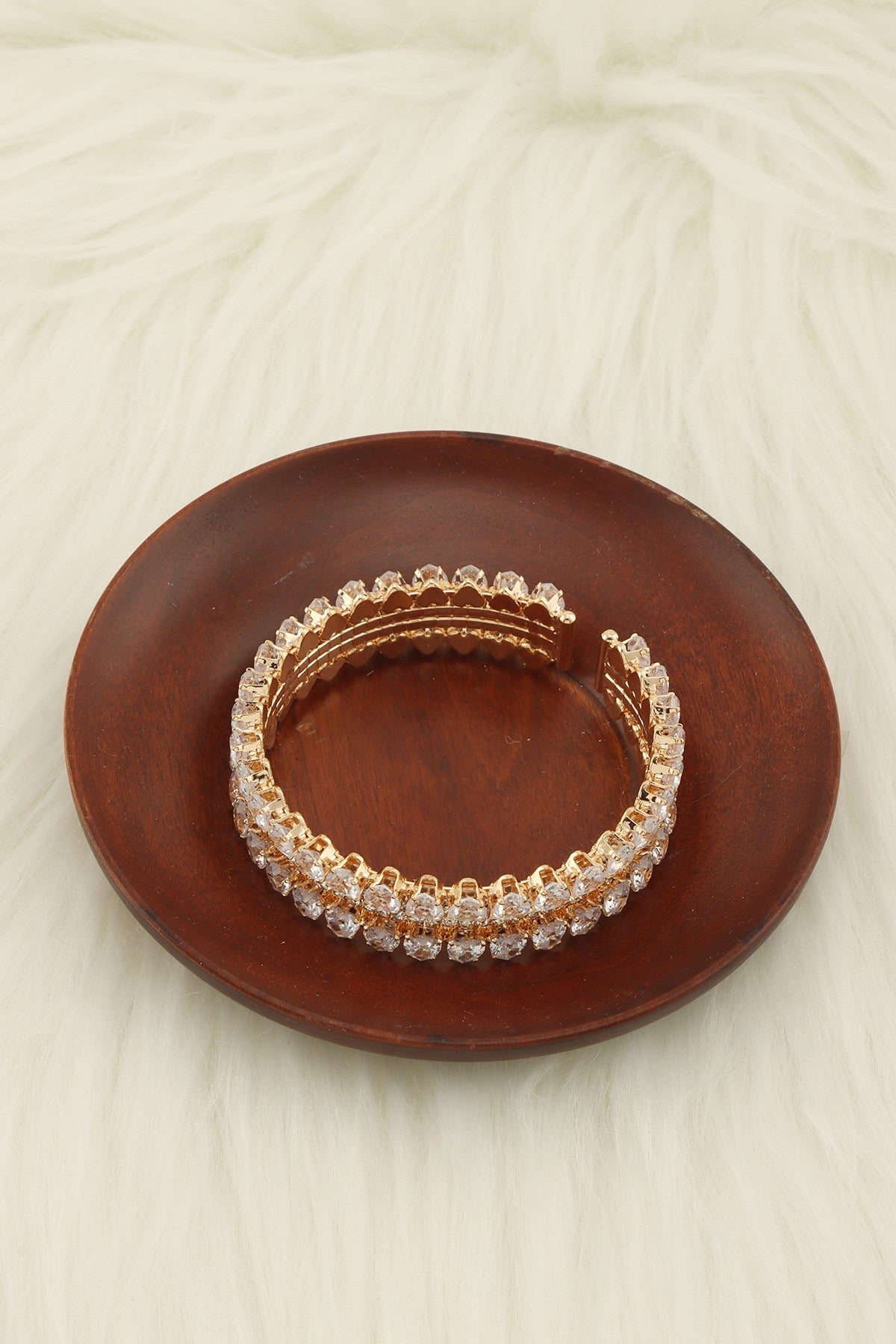 Double Rhinestone Embellished Cuff Bracelet