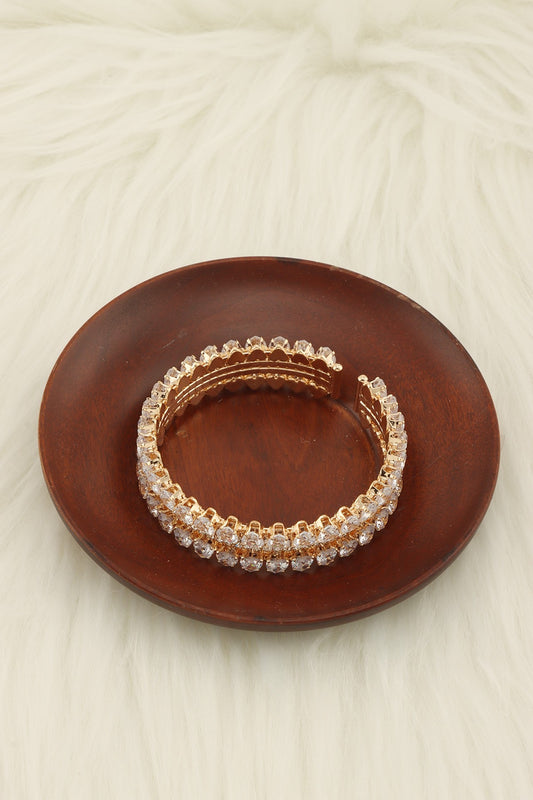 Double Rhinestone Embellished Cuff Bracelet