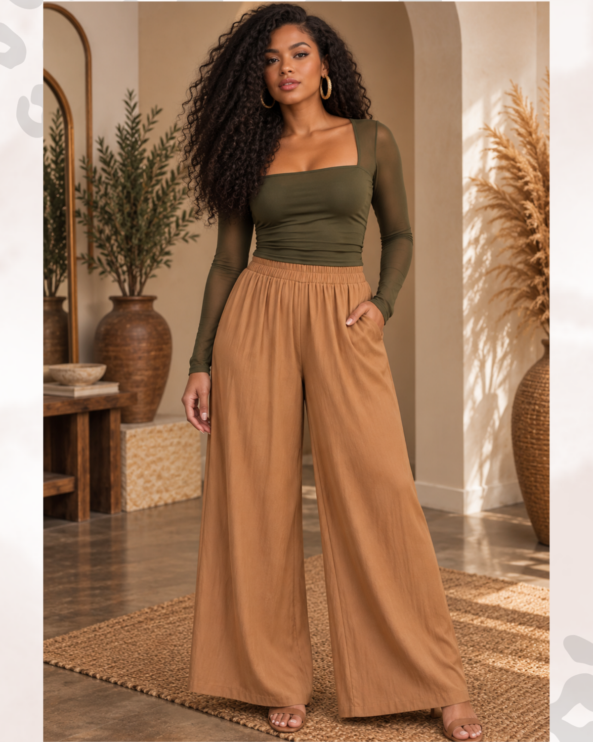 After Hours Ruched Mesh Top [olive]