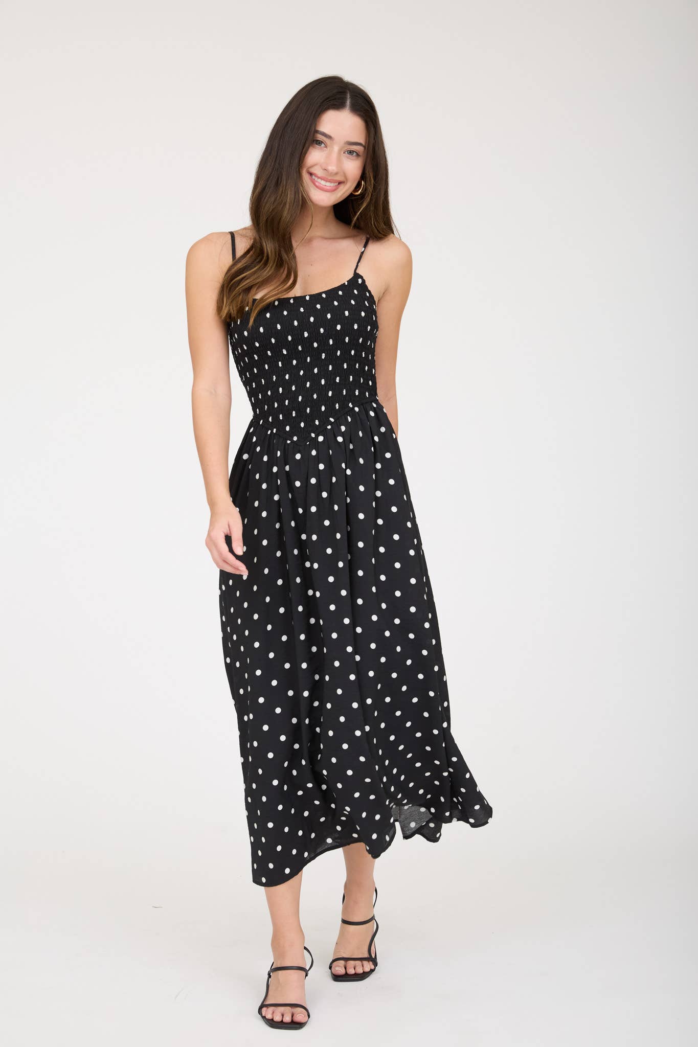 Midnight in Paris Polka Dot Midi Dress