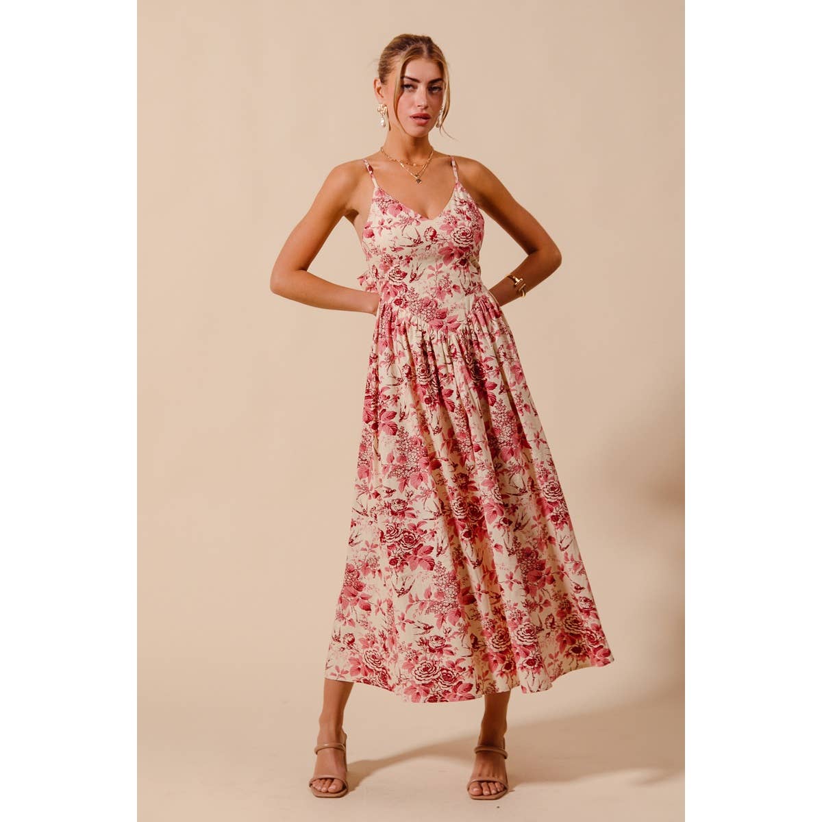 Rosé Garden Midi Dress