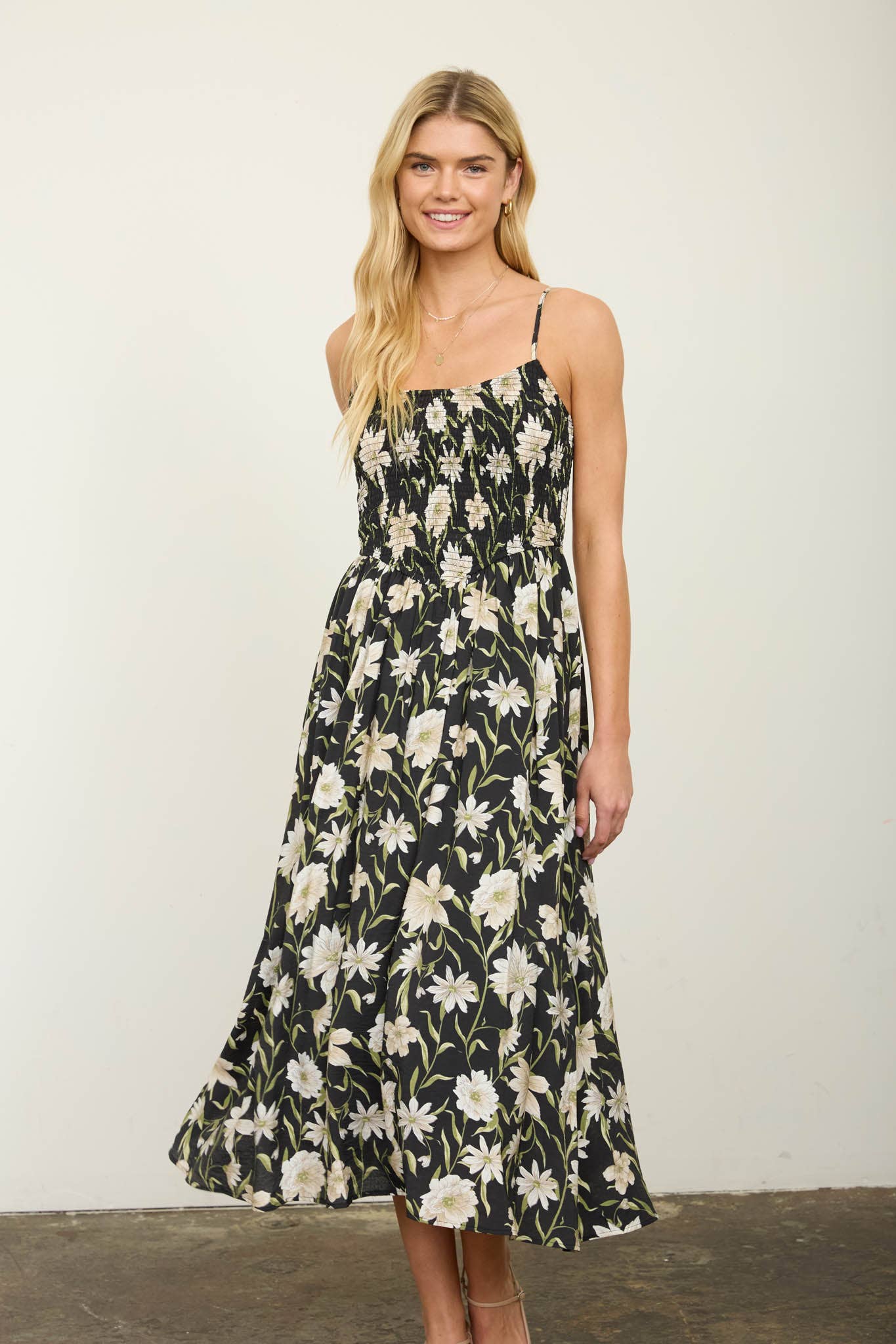 Garden Muse Basque Midi Dress
