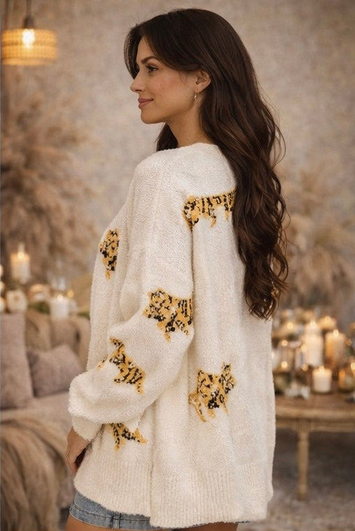 Tiger Cozy Cardigan [cream]
